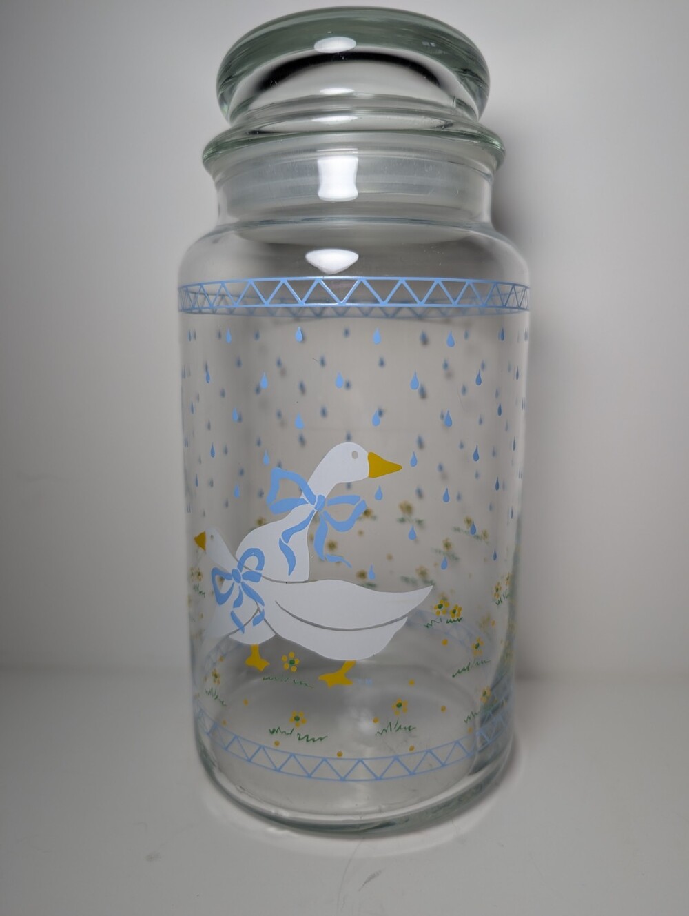 Vintage Anchor Hocking Country Geese Large Canister 8.5" 1987 Cottagecore Mint